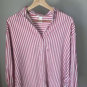 Red & White Striped Button Down